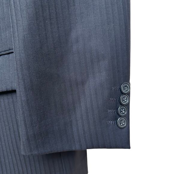Louis Dell’Olio Men’s Blazer 42R Made in Italy 100% Wool Black Pinstripe - Picture 6 of 8